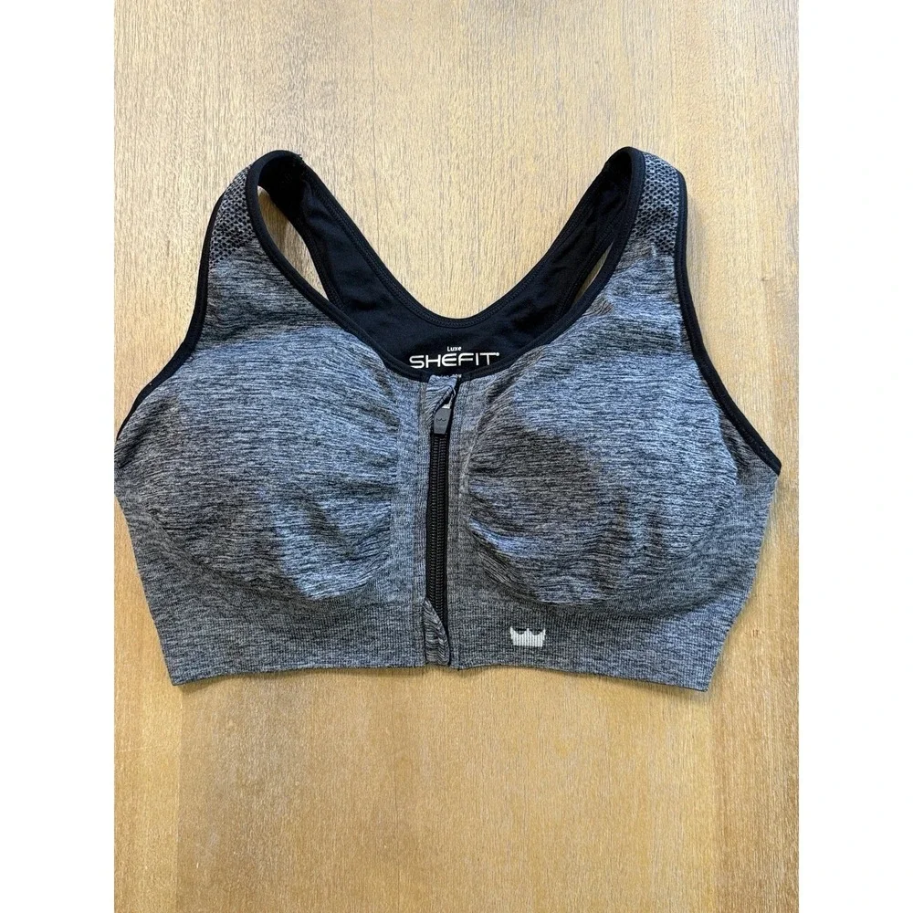 Shefit‎ Lounge Sports Bra Luxe Zip Front High Impact Padded